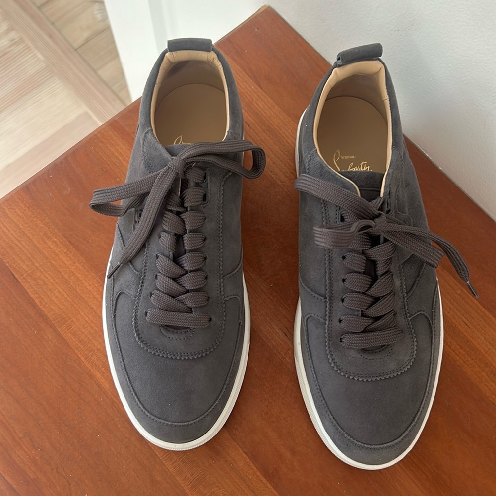 Christian Louboutin Men’s Happyrui Suede Sneakers, Size 41 with extra laces